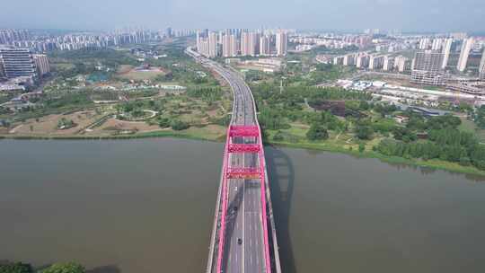 江西赣州新世纪大桥交通航拍视频素材模板下载