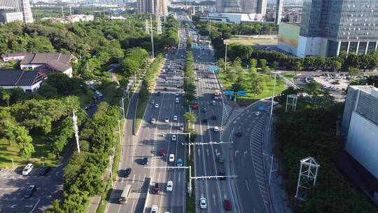 城市公路车流交通航拍视频素材模板下载