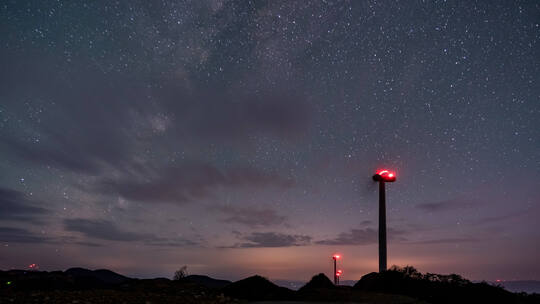 七曜山风车银河星空延时