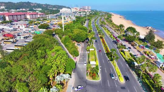 厦门黄厝海滩沙滩航拍思明区环岛南路福建风视频素材模板下载