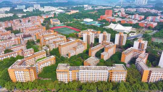 华南理工大学大学城校区航拍校园广州风景风