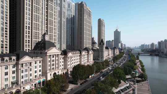 天津海河风景线城市建筑风光航拍