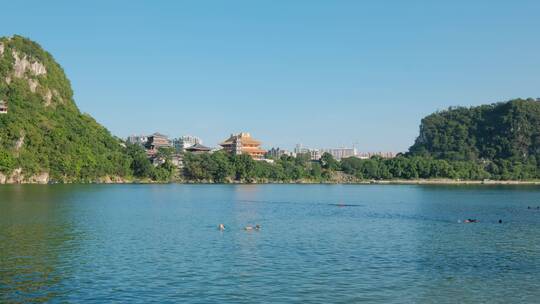 广西柳州百里柳江风景城市风光江景