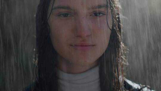 女人在雨中淋雨 