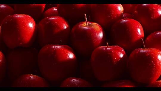 鲜艳的红苹果农产品被灯光照亮