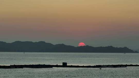 平谭 海上日落  海边航拍