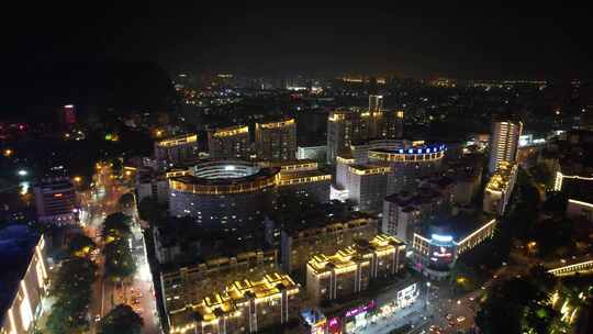 航拍广西柳州城市夜景