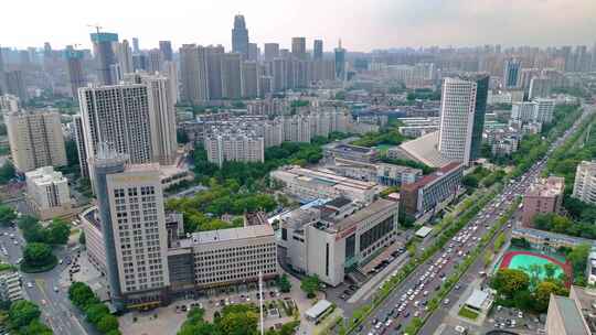 湖北武汉东湖城市风景风光航拍车流交通听涛