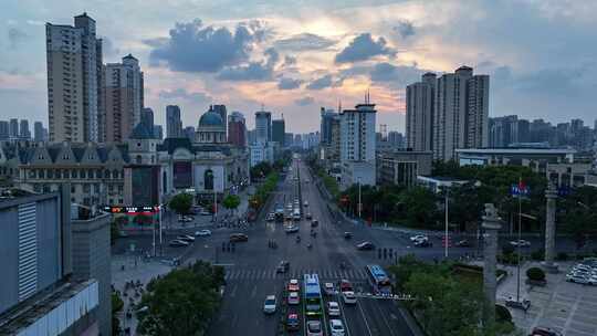 航拍徐州淮海路交叉路口车流主城区城市宣传