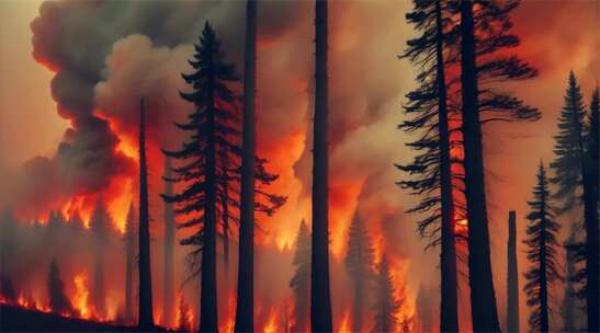 AIGC素材 森林火灾山火防治