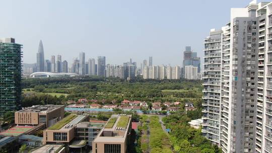 航拍深圳城市风光高楼建筑