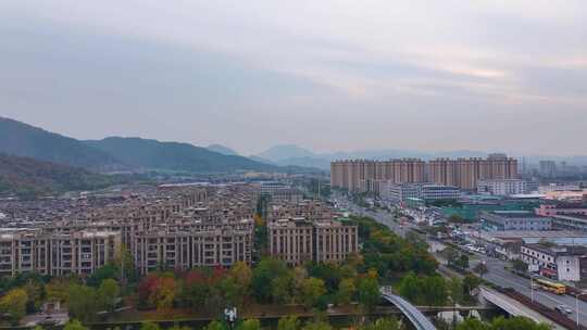 浙江绍兴会稽山景区大禹陵景区航拍越城区风