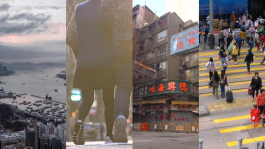 中国香港街头穿行的车辆及人群 视频合集