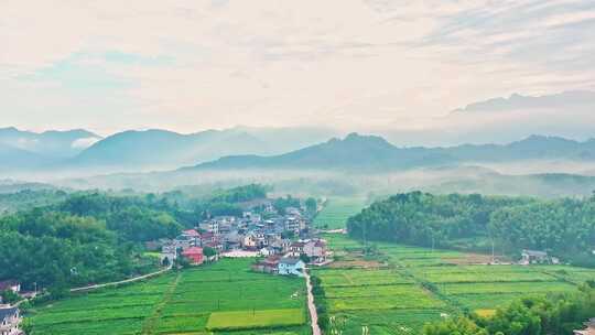 晨雾中的山村