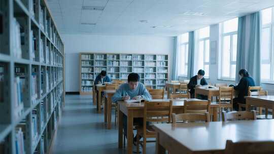 图书馆内学生学习场景