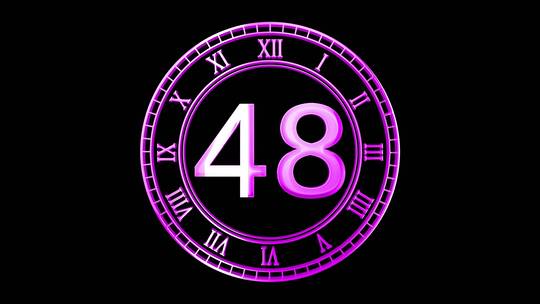4K粉紫色时钟一分钟倒计时视频