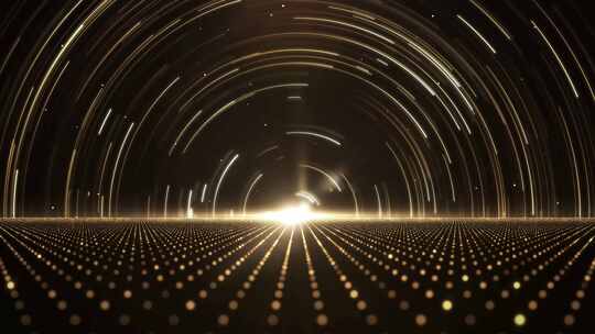 金色粒子光线隧道背景素材