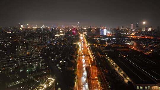 沪闵高架夜景航拍