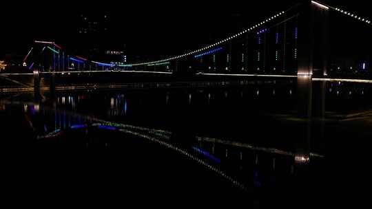 城市夜景 吊桥夜景 大桥灯光秀 4781