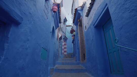 蓝色，独特，楼梯，Chefchaouen