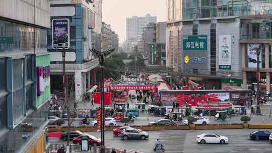 航拍广汉百伦百货广场城市商业中心