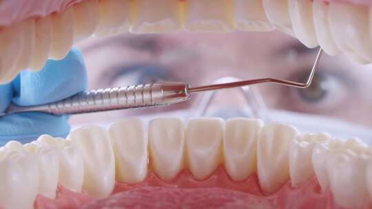 牙科诊所内医生正在检查患者牙齿