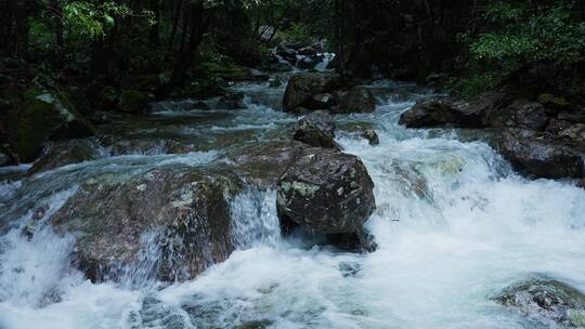 高清4K降水雨季山泉瀑布流水升格视频素材