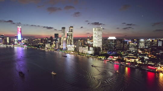 4K上海北外滩夜景航拍