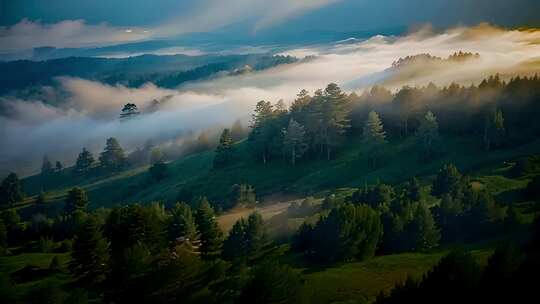 山林森林山川山脉云雾风景