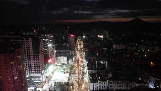 贵州凯里北京西路城市夜景灯光交通航拍