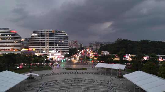 广东肇庆城市夜景灯光航拍