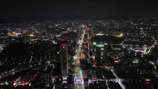 东莞虎门夜景航拍虎门镇夜景城市建筑风光