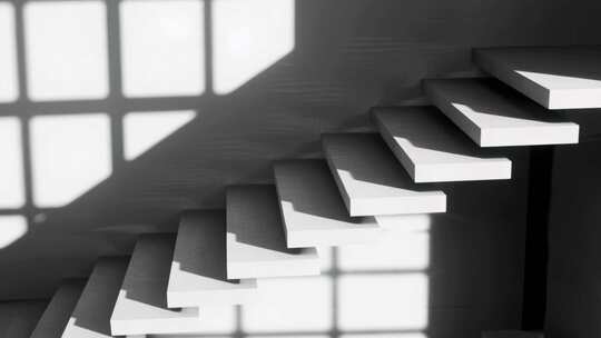 抽象楼梯光影黑白艺术概念视频