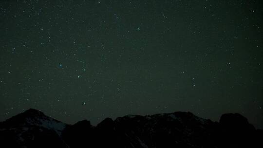 夜空中点缀着繁星和群山的剪影