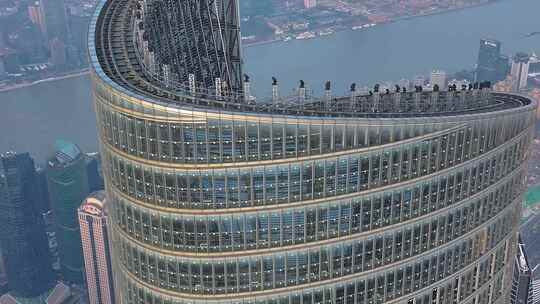 上海浦东新区航拍陆家嘴上海中心大厦三件套