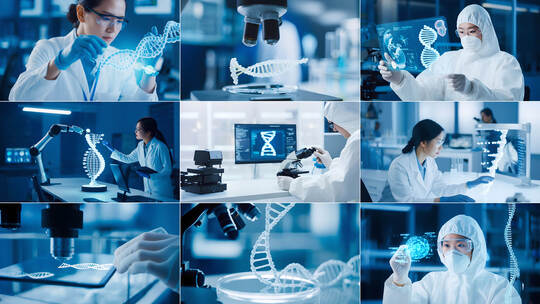 科研人员在实验室看就DNA基因染色体高清在线视频素材下载