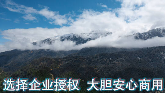 雪山云雾视频玉带云环绕雪山雪峰高山森林