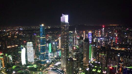 4K广州珠江新城CBD夜景航拍视频素材模板下载