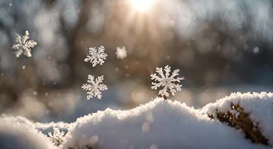 雪花特写雪景下雪天大雪纷飞白雪皑皑雪风景