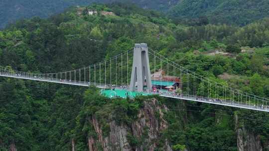 航拍浙江台州市天台山风景区大瀑布琼台景区