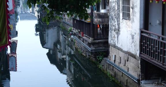 绍兴仓桥直街古街道风景视频