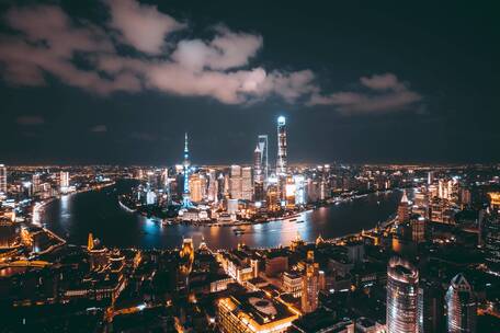 5K航拍上海城市风光宣传片黑金调色