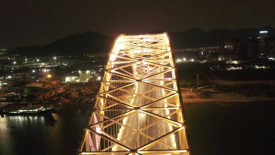 灯光航拍横琴桥视频素材模板下载