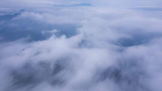 云海平流雾航拍穿云延时摄影