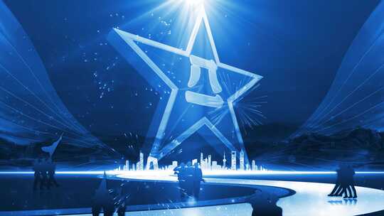 八一蓝色背景晚会循环led动态视频素材