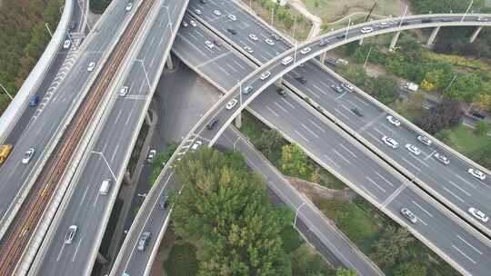 天津城市街道立交高架交通行驶路况