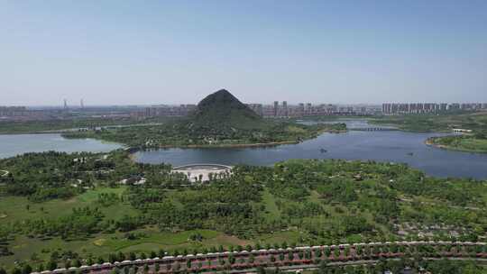 山东济南华山湖风景区航拍