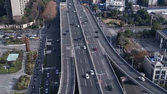 南京建邺内环南线道路交通航拍