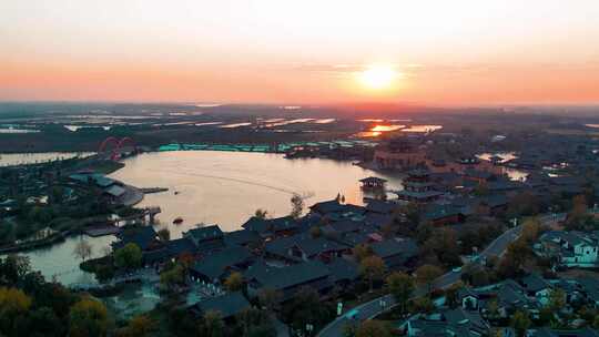 湖北仙桃沔阳小镇夕阳古风古镇湖北旅游露营