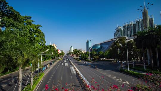 广西南宁民族大道广西科学馆街景